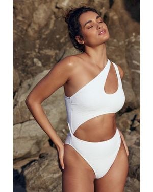 Lulus Sicilian Sunshine Textured Cutout One Piece Swimsuit - White