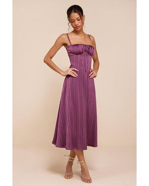 Lulus Adlynn Striped Satin Bustier Midi Dress - Pink