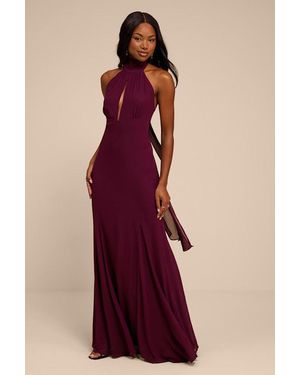 Lulus Miselle Plum Mock Neck Maxi Dress - Purple