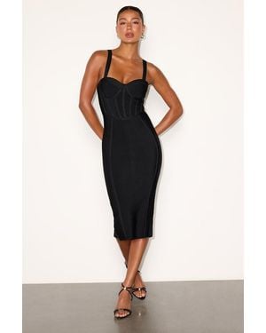 Lulus Althea Bandage Knit Bodycon Midi Dress - Black