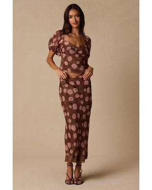 Lulus Neva Floral Slip Midi Skirt - Natural