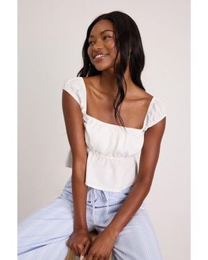 Lulus Agneta Cap Sleeve Peplum Top - White