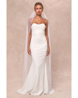 Lulus To Be Yours Strapless Pleated Mermaid Maxi Dress - Natural