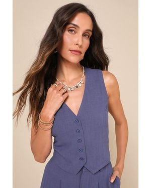 Lulus Suits You Perfectly Linen Vest - Purple
