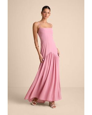 Lulus Auria Chiffon Drop Waist Maxi Dress - Pink