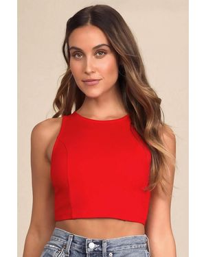 Lulus Let's Tie It Tie-Back Cropped Tank Top - Red