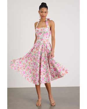 Lulus Amasha Multi Floral Halter Midi Dress - Pink