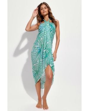 Lulus Beachy Boldness Zebra Print Swim Cover-Up Scarf - Blue