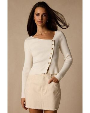 Lulus Modern Status Asymmetrical Button-Front Jumper Top - Natural