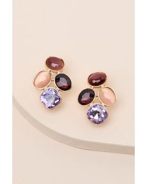 Lulus Naya Multi Rhinestone Statement Earrings - Pink