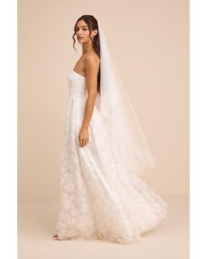 Lulus Elysande Embroidered Beaded Strapless Maxi Dress - Natural