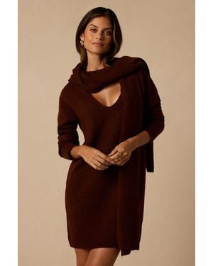 Lulus Esparza Scarf Jumper Dress - Brown