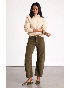 Jbd. Darian Dark Corduroy Low-Rise Barrel Trousers - Natural