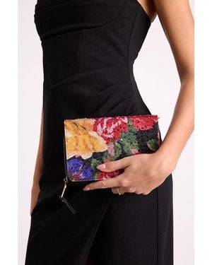 Betsey Johnson Floral Rhinestone Multi Wallet Clutch - Black