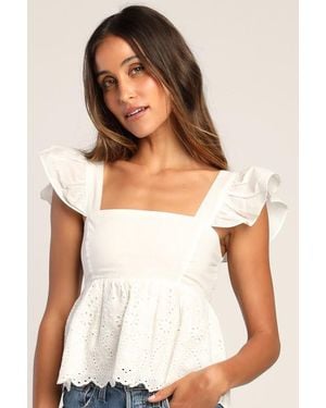 Lulus Always Your Baby Eyelet Babydoll Top - White