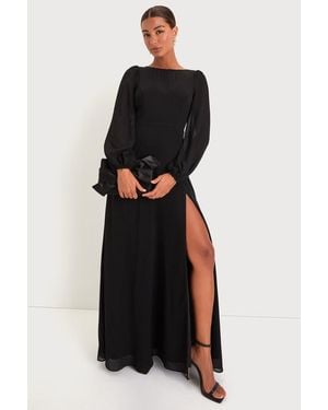 Lulus Prestigious Poise Backless Balloon Sleeve Maxi Dress - Black