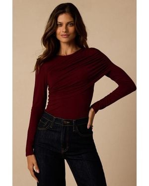 Lulus Spence Ruched Long Sleeve Top - Purple