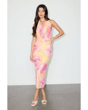 Lulus Venus And Floral Mesh Backless Midi Dress - White