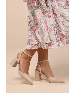 Lulus Alodie Pointed-Toe Ankle Strap Court Shoes - Pink