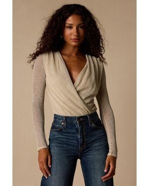 Lulus Amoya Knit Surplice Long Sleeve Bodysuit - Blue