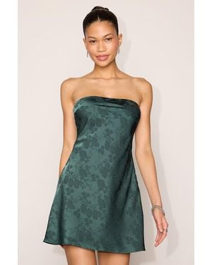 Lulus Kemper Satin Jacquard Strapless Dress - Green