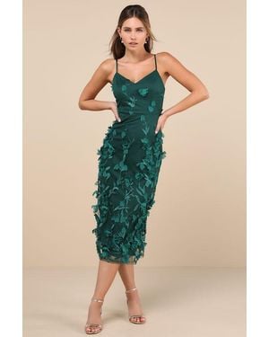 Lulus Limitless Adoration Emerald 3D Floral Embroidered Midi Dress - Green