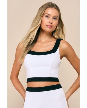 Lulus Totally Sensational Color Block Sleeveless Crop Top - White