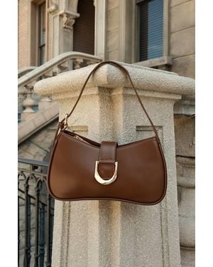Lulus Oh-So Chic Buckle Shoulder Bag - Brown