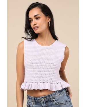 Lulus Flouncin' Around Cropped Ruffled Sweater Tank - White