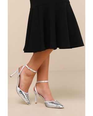 Lulus Arley Sequin Ankle Strap Court Shoes - Black