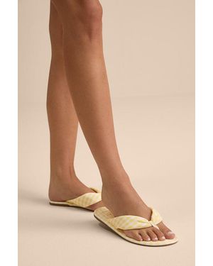 Matisse Gidget Gingham Flat Thong Sandals - Natural