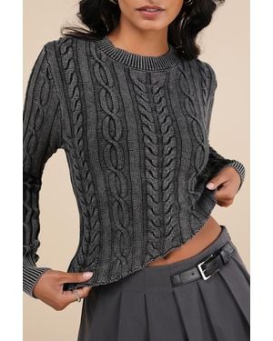 Lulus Edgy Forecast Cable Knit Asymmetrical Sweater - Gray
