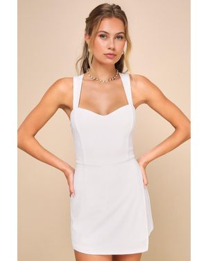 Lulus Latest Crush Sleeveless Backless Skort Romper - Natural