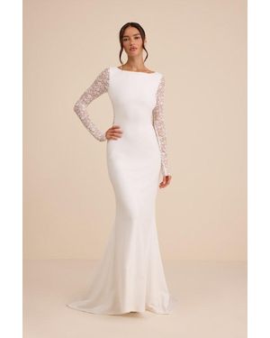 Lulus Brooks Lace Boat Neck Mermaid Maxi Dress - Natural