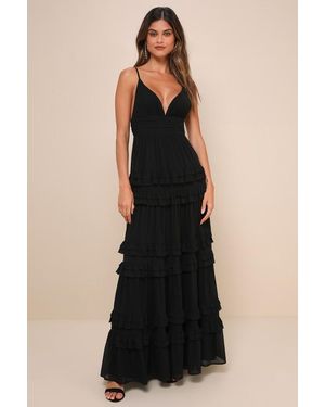 Lulus Lavish Perfection Ruffled Tiered Maxi Dress - Black