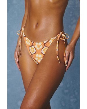 Billabong Sol Groove Retro Floral Side-Tie Bikini Bottoms - Orange