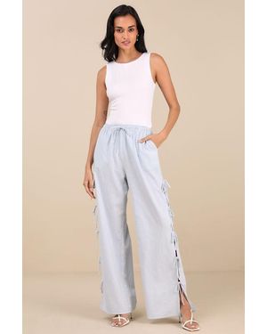 Lulus Palila Striped Side-Tie Trousers - Natural