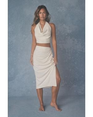 Lulus Asana Light Linen Two-Piece Midi Dress - Blue