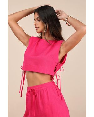 Lulus Irida Tie-Side Sleeveless Crop Top - Pink