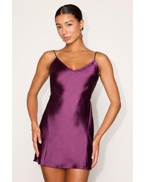 Lulus Val Satin Backless Mini Dress - Purple