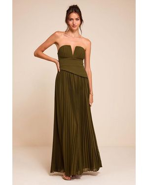 Lulus Zea Pleated Drop Waist Maxi Dress - Natural