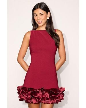 Lulus Evangeline Ruffled Bubble-Hem Dress - Red