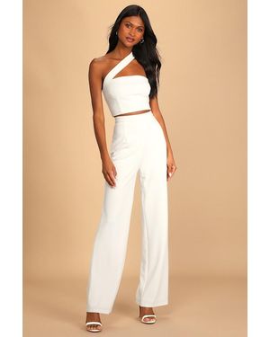 Lulus Flaunt It Like That One-Shoulder Two-Piece Jumpsuit - Natural