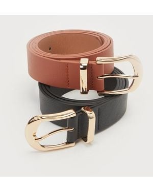Lulus Trendy Twosome And Two-Piece Belt Set - Black