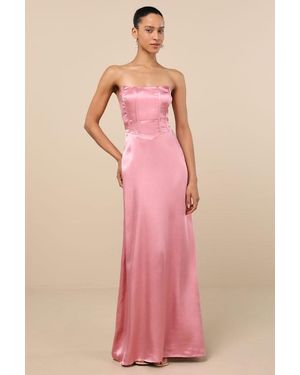 Lulus Extraordinary Presence Satin Strapless Maxi Dress - Pink
