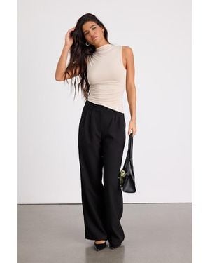 Lulus Liz Jersey Knit Mock Neck Tank Top - White