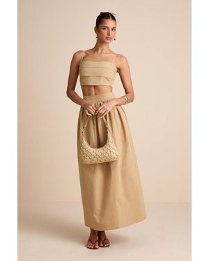4th & Reckless Marina Cotton High-Rise Maxi Skirt - Natural