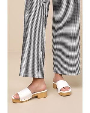 Lulus Paley Bone Platform Slide Sandals - Natural