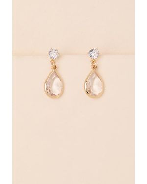 Lulus Dakota Rhinestone Drop Earrings - Natural