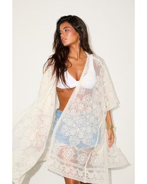 Lulus Suhani Embroidered Shawl Swim Cover-Up - White